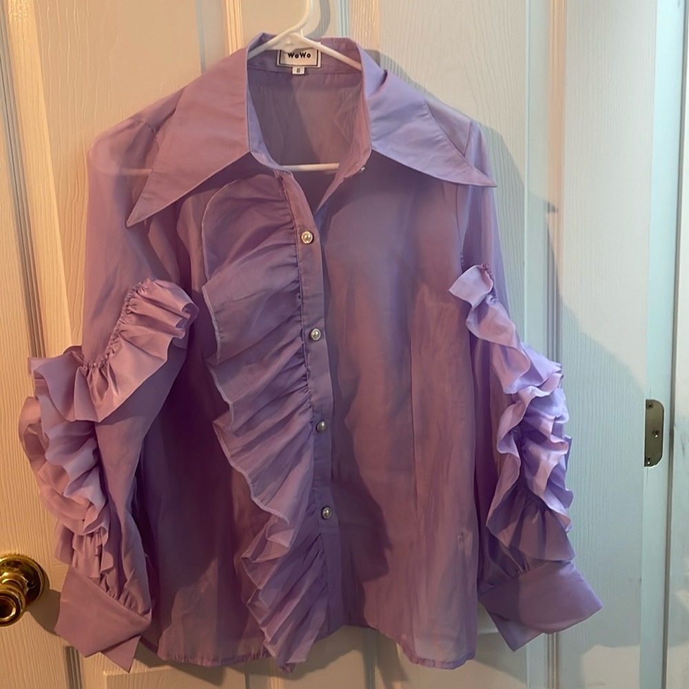 Wowo Purple Button-Up Shirt Women’s small